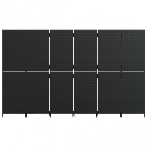 Rumdeler i polyrattan, 6 paneler - sort