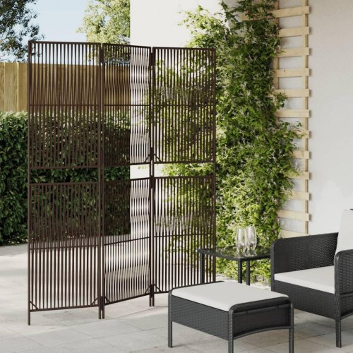 Rumdeler 3 paneler i polyrattan - brun, foldbar skærmvæg