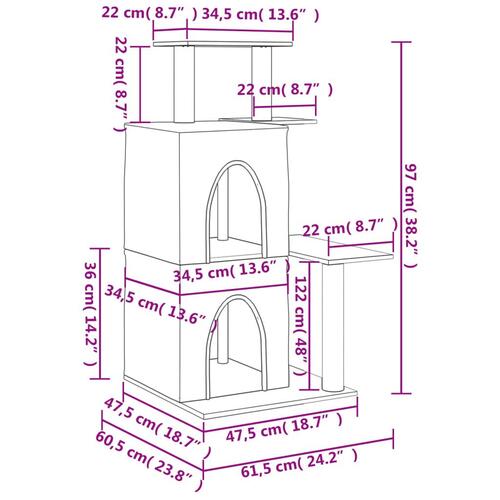 Kradsetræ med sisalkradsestolper 97 cm cremefarvet