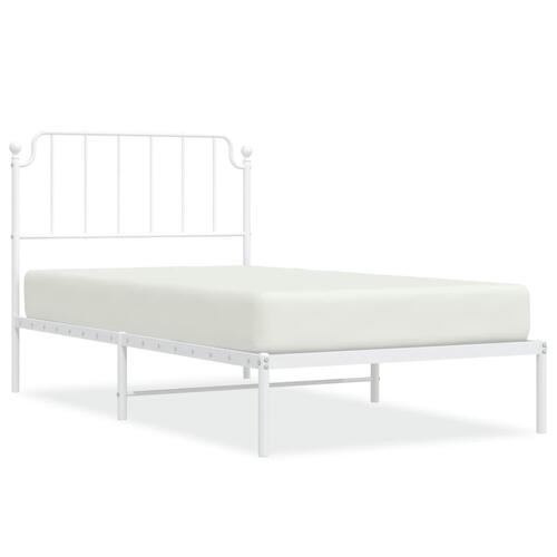 Sengeramme med sengegavl 100x200 cm metal hvid