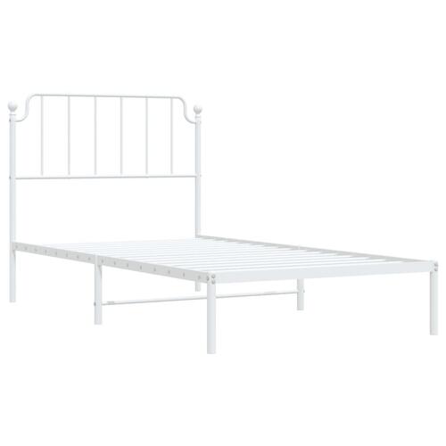 Sengeramme med sengegavl 100x200 cm metal hvid