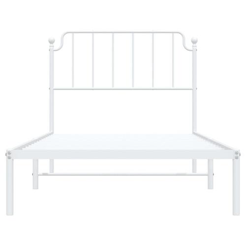 Sengeramme med sengegavl 100x200 cm metal hvid