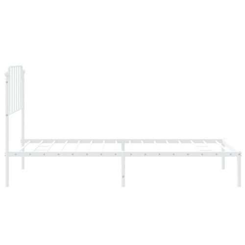 Sengeramme med sengegavl 100x200 cm metal hvid