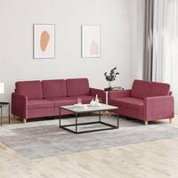 2 personers sofa med hynder stof vinrød