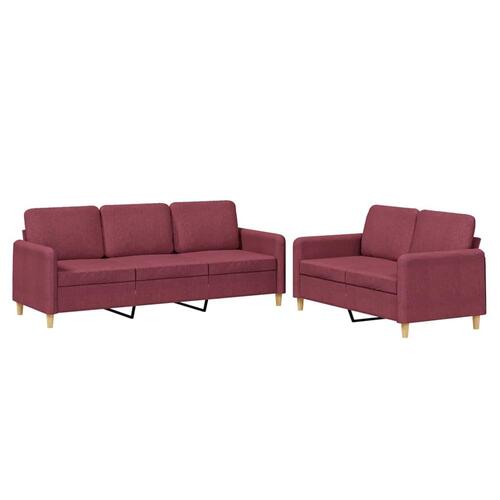 2 personers sofa med hynder stof vinrød