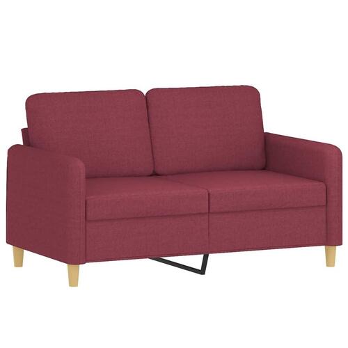 2 personers sofa med hynder stof vinrød