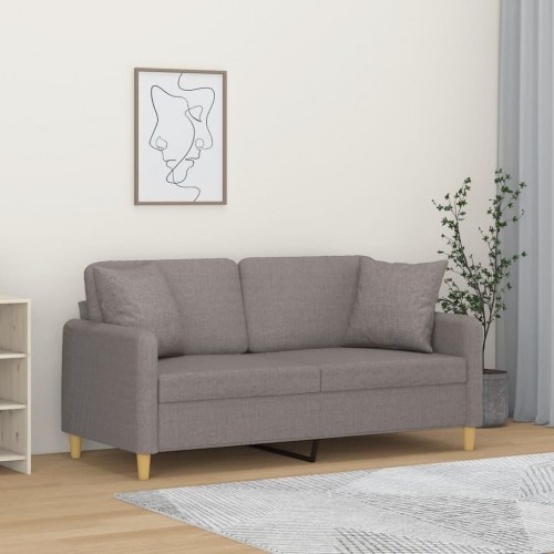 2-personers sofa med pyntepuder - 140 cm stof, gråbrun