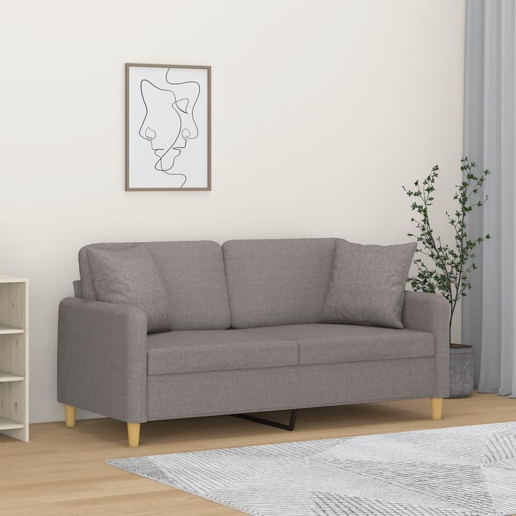 3-Personers Sofa Med Pyntepuder Stof - 140 cm / Gråbrun