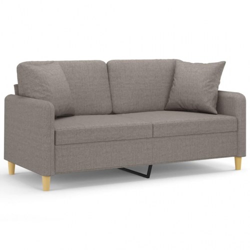2-personers sofa med pyntepuder - 140 cm stof, gråbrun
