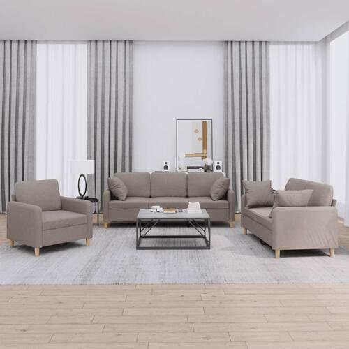 3 personers sofa med puder stof gråbrun