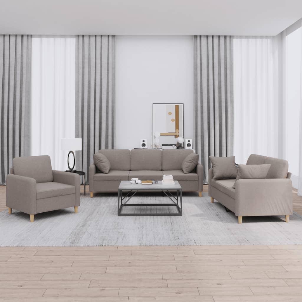 3 personers sofa med puder stof gråbrun