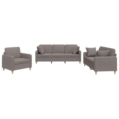 3 personers sofa med puder stof gråbrun