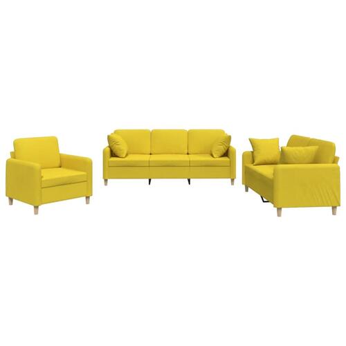 3 personers sofa med puder stof lysegul