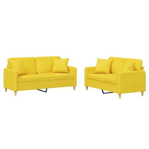 2 personers sofa med puder stof lysegul