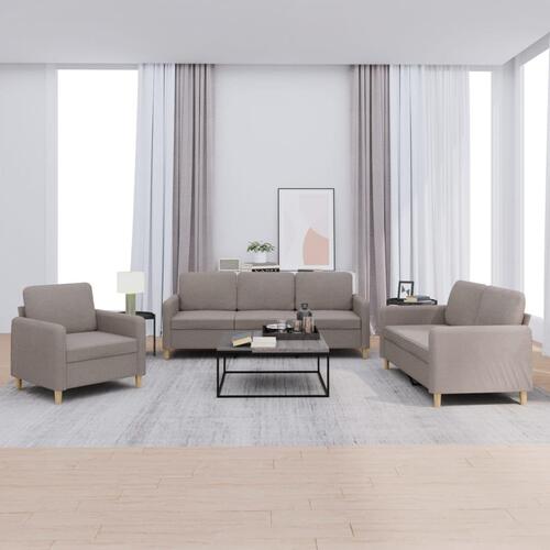 3 personers sofa med hynder stof gråbrun