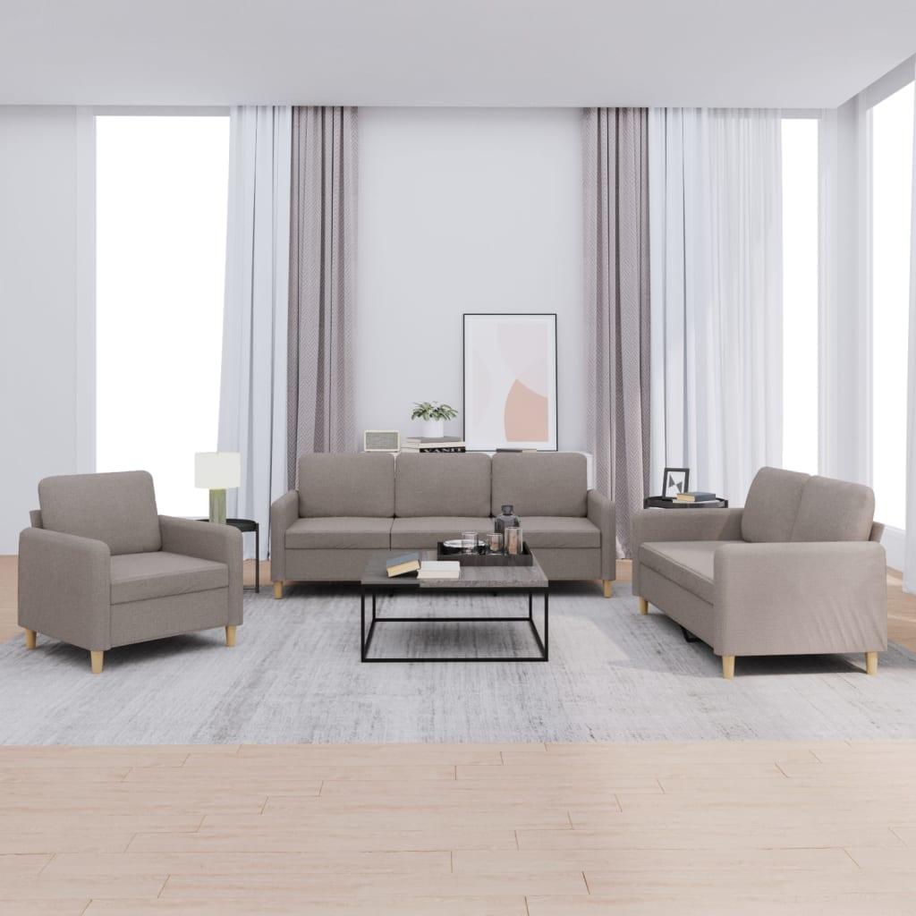 3 personers sofa med hynder stof gråbrun
