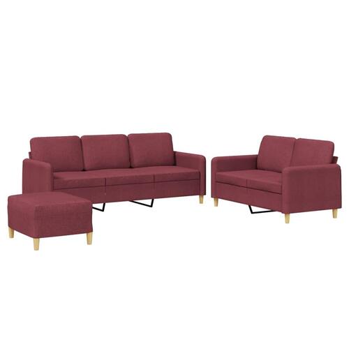 2 personers sofa med hynder stof vinrød