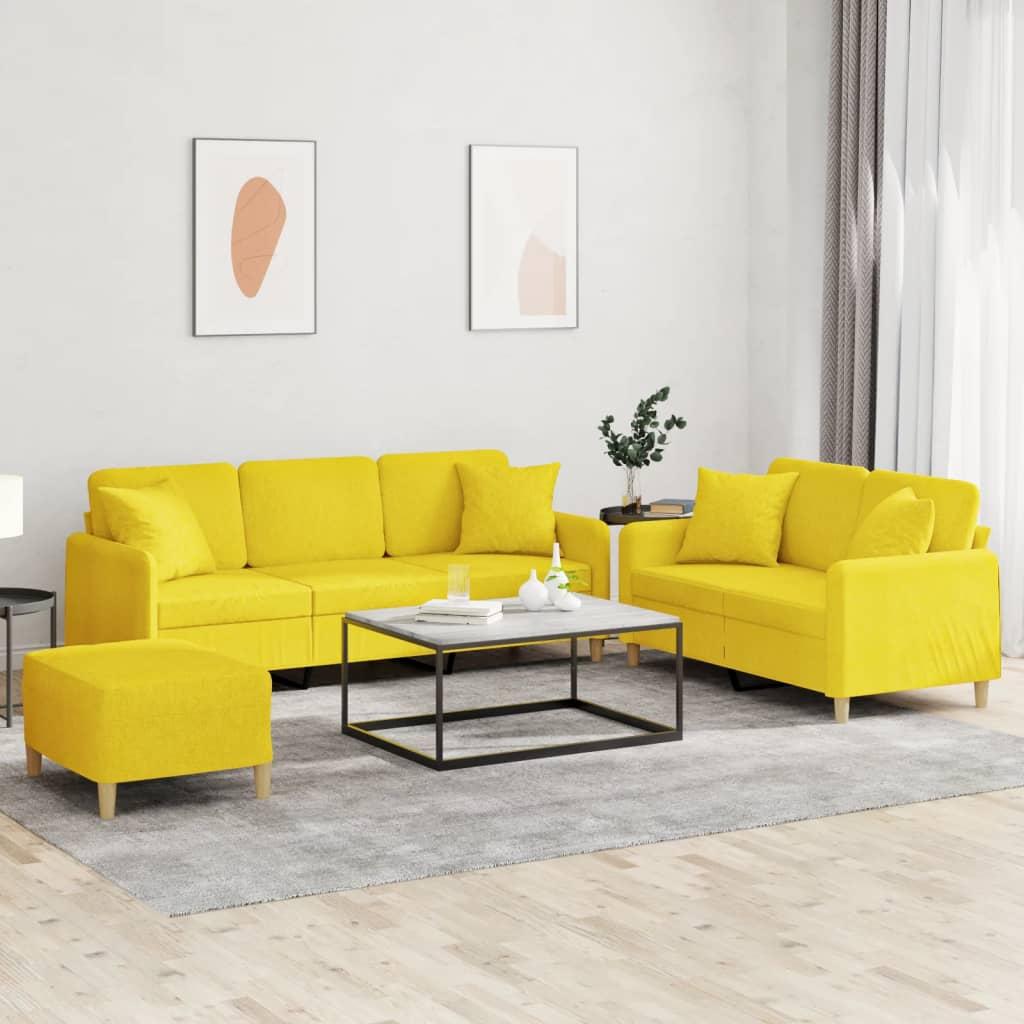 3 personers sofa med puder stof lysegul