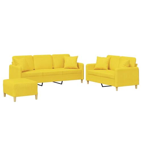 3 personers sofa med puder stof lysegul