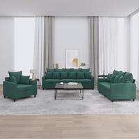 3 personers sofa med hynder velour mørkegrøn