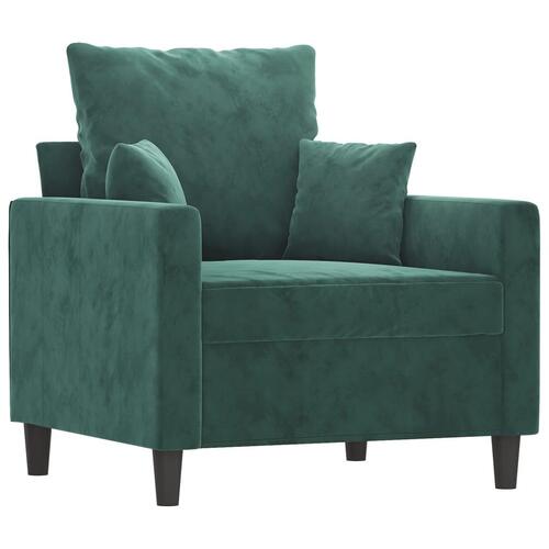 3 personers sofa med hynder velour mørkegrøn