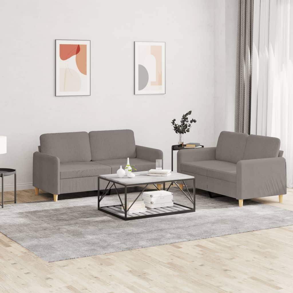 2 personers sofa med hynder stof gråbrun