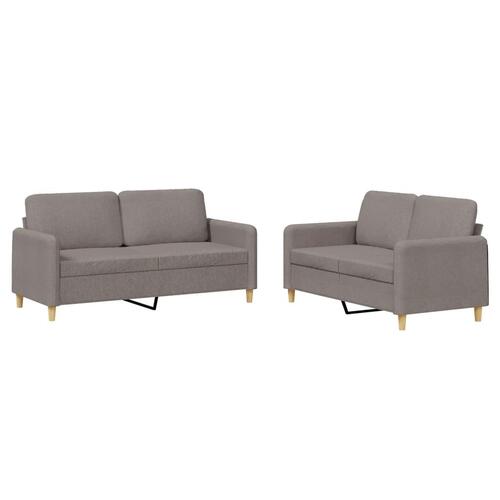 2 personers sofa med hynder stof gråbrun