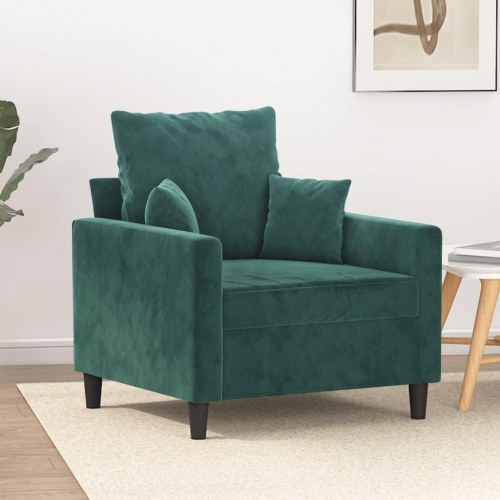 Lænestol i velour - 60 cm sædebredde, mørkegrøn