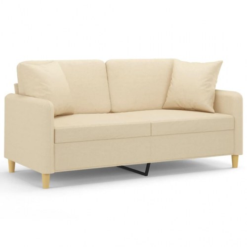 2-personers sofa med pyntepuder 140 cm - stof, cremefarvet