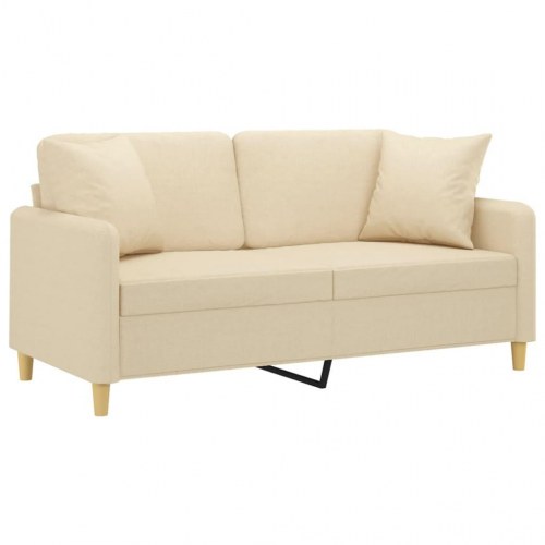 2-personers sofa med pyntepuder 140 cm - stof, cremefarvet