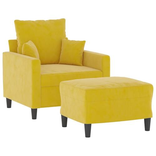 Sofastol med fodskammel 60 cm velour gul