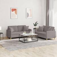 2 personers sofa med puder stof gråbrun