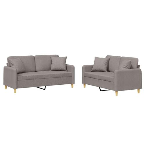 2 personers sofa med puder stof gråbrun