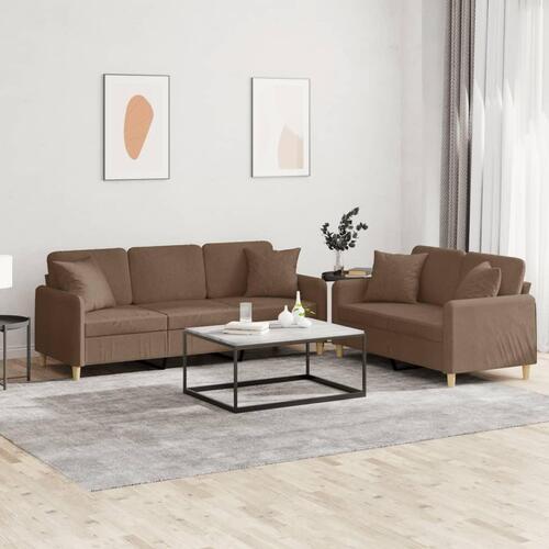2 personers sofa med puder stof brun
