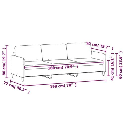 3-personers sofa 180 cm stof vinrød