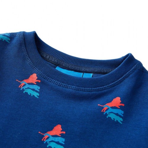 Sweatshirt til børn - str. 128, mørkeblå med løveprint