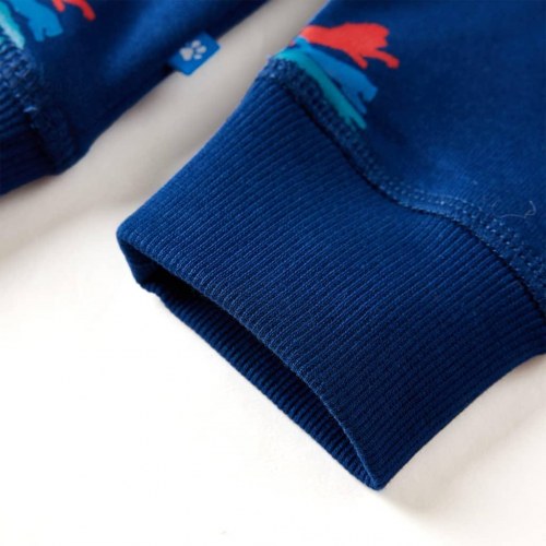 Sweatshirt til børn - str. 128, mørkeblå med løveprint