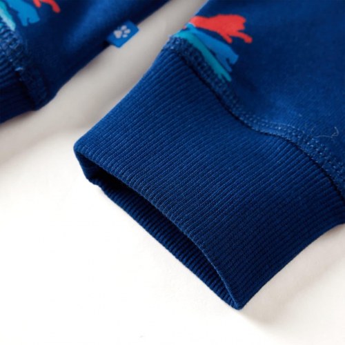 Sweatshirt til børn str. 104 - mørkeblå med løveprint