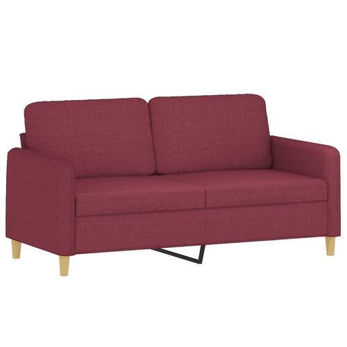 2 personers sofa med hynder stof vinrød