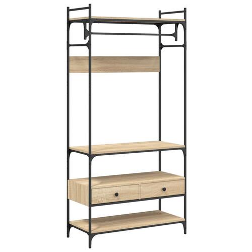 Klædeskab med skuffer 89x39x184,5 cm konstrueret træ sonoma-eg