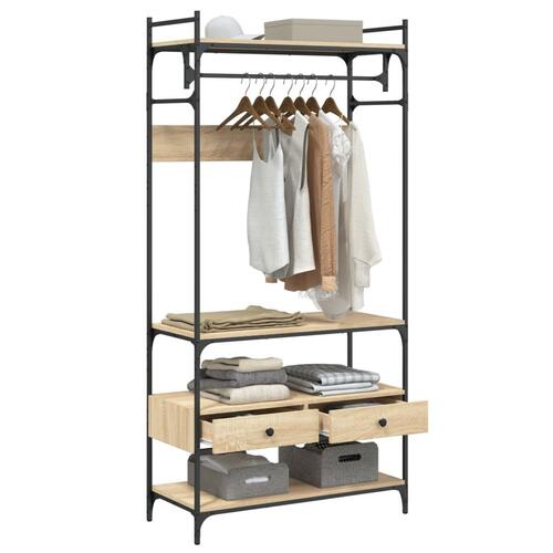 Klædeskab med skuffer 89x39x184,5 cm konstrueret træ sonoma-eg