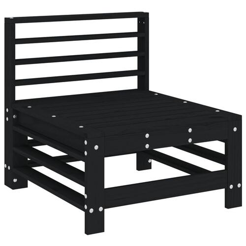 Midtermodul til havesofa massivt fyrretræ sort