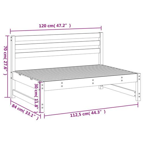 Midtermodul til havesofa 120x80 cm massivt fyrretræ sort