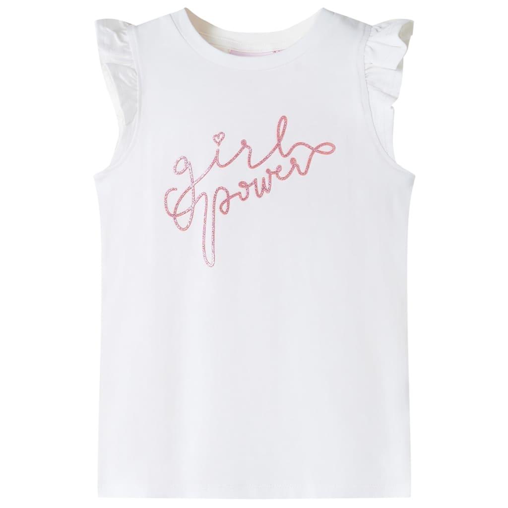 T-shirt til børn str. 140 med flæser ecrufarvet billede