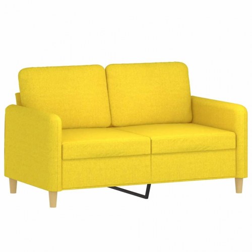 2-personers sofa med pyntepuder - stof, lysegul, sædebredde 120 cm