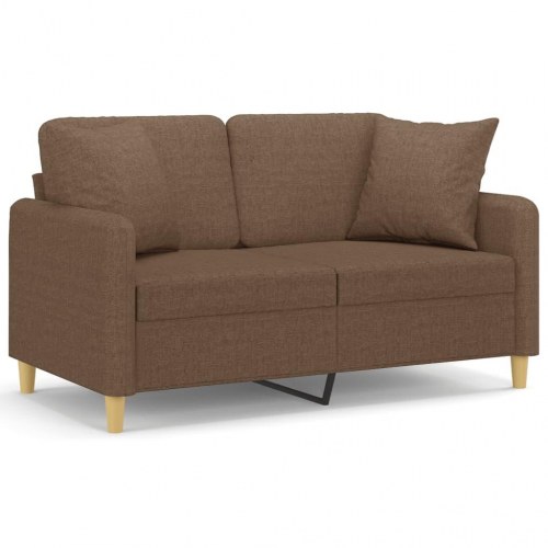 2-personers sofa med pyntepuder - stof, brun, sædebredde 120 cm