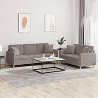 2 personers sofa med puder stof gråbrun
