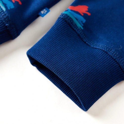 Sweatshirt til børn str. 140 - mørkeblå med løveprint