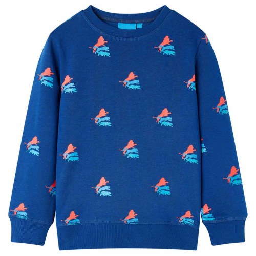 Sweatshirt til børn str. 116 - mørkeblå med løver