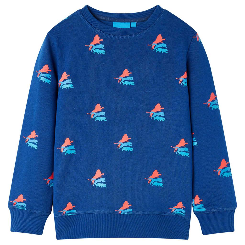 Sweatshirt til børn str. 116 - mørkeblå med løver